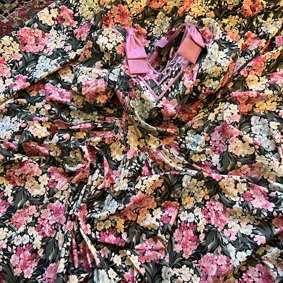 ❤️PRINCESS FLORAL DRESS, PUFF SLEEVES DROPPED WAIST VINTAGE 1980’s SZ 6 LIKE NEW - Picture 3 of 11